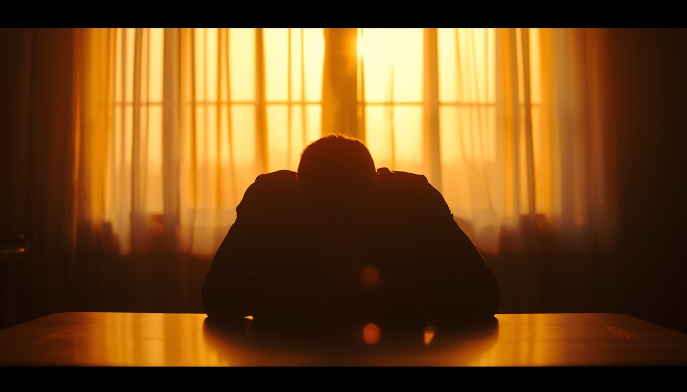 Mensch in stiller Erschöpfung – Sinnwärts Studio Burnout-Prophylaxe