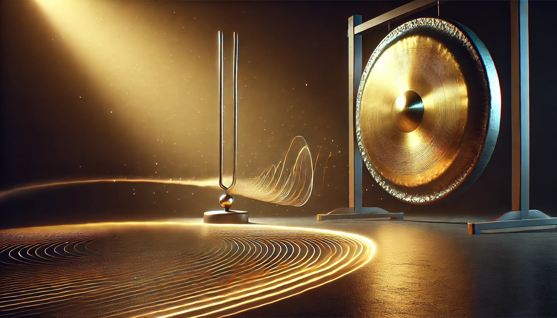 Resonanzraum – Stimmgabel und Gong im Licht