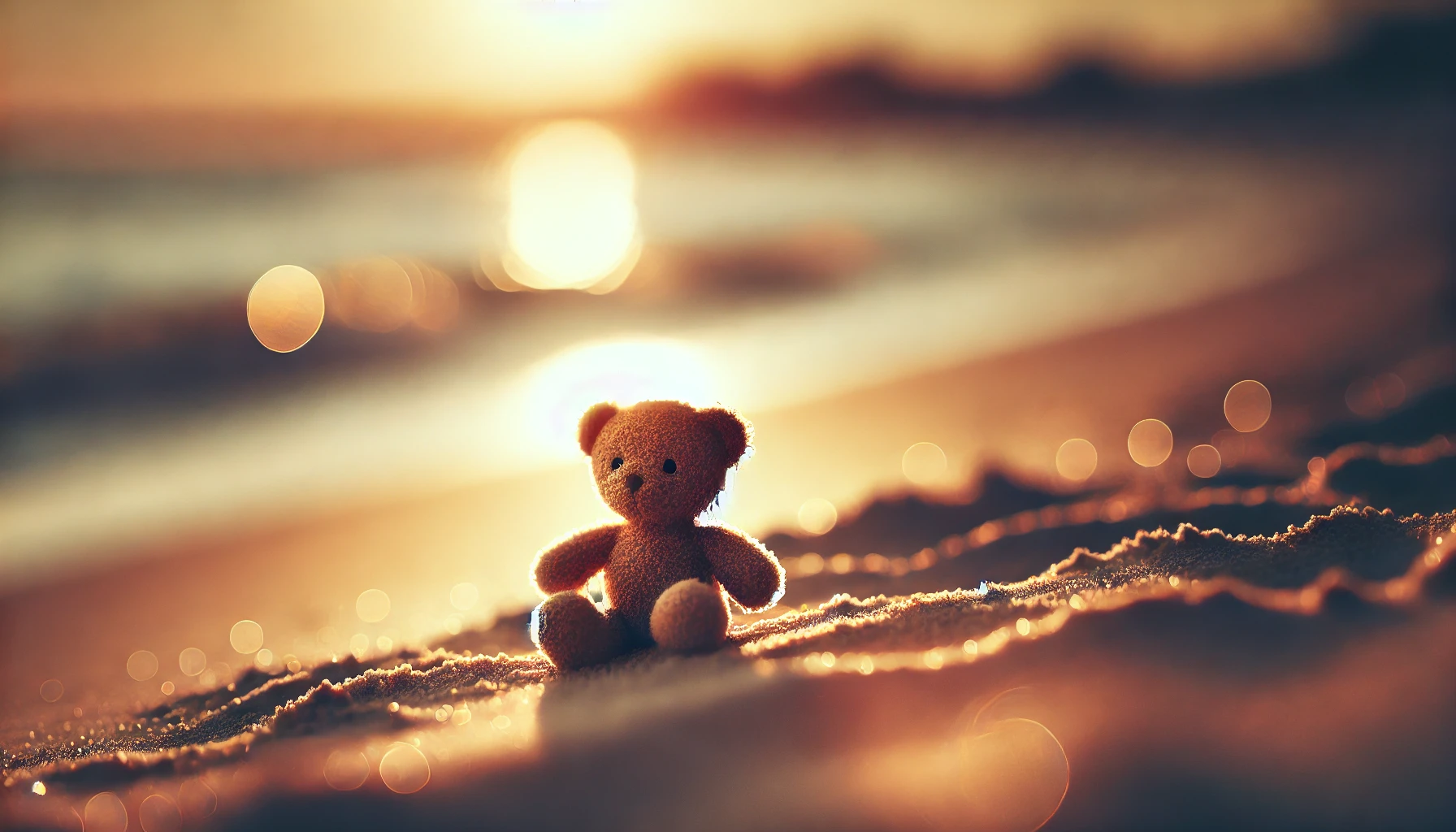 Teddybär im Sand – Symbol für das innere Kind